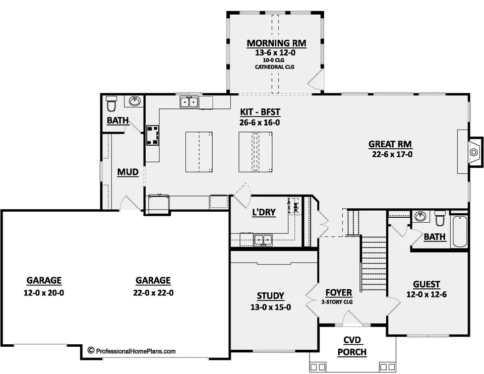 The Hawksridge main level floor plan